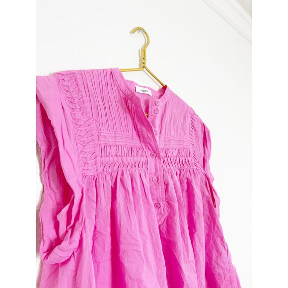 Isabel Marant Étoile Leaza Textured Yoke Cotton Blend Top Pink Lavender - Picture 7 of 13